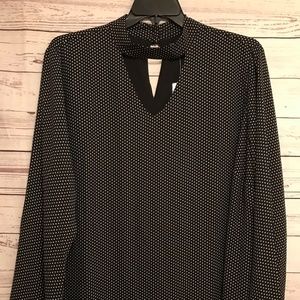 The Limited Black & White Polka Dot Keyhole Top